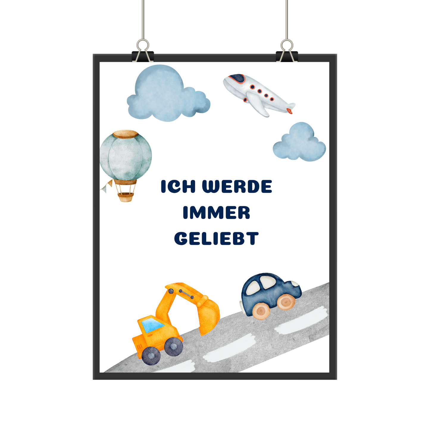 Fahrzeuge Affirmationsposter: 'Ich werde immer geliebt' - perfekt für Kinderzimmer