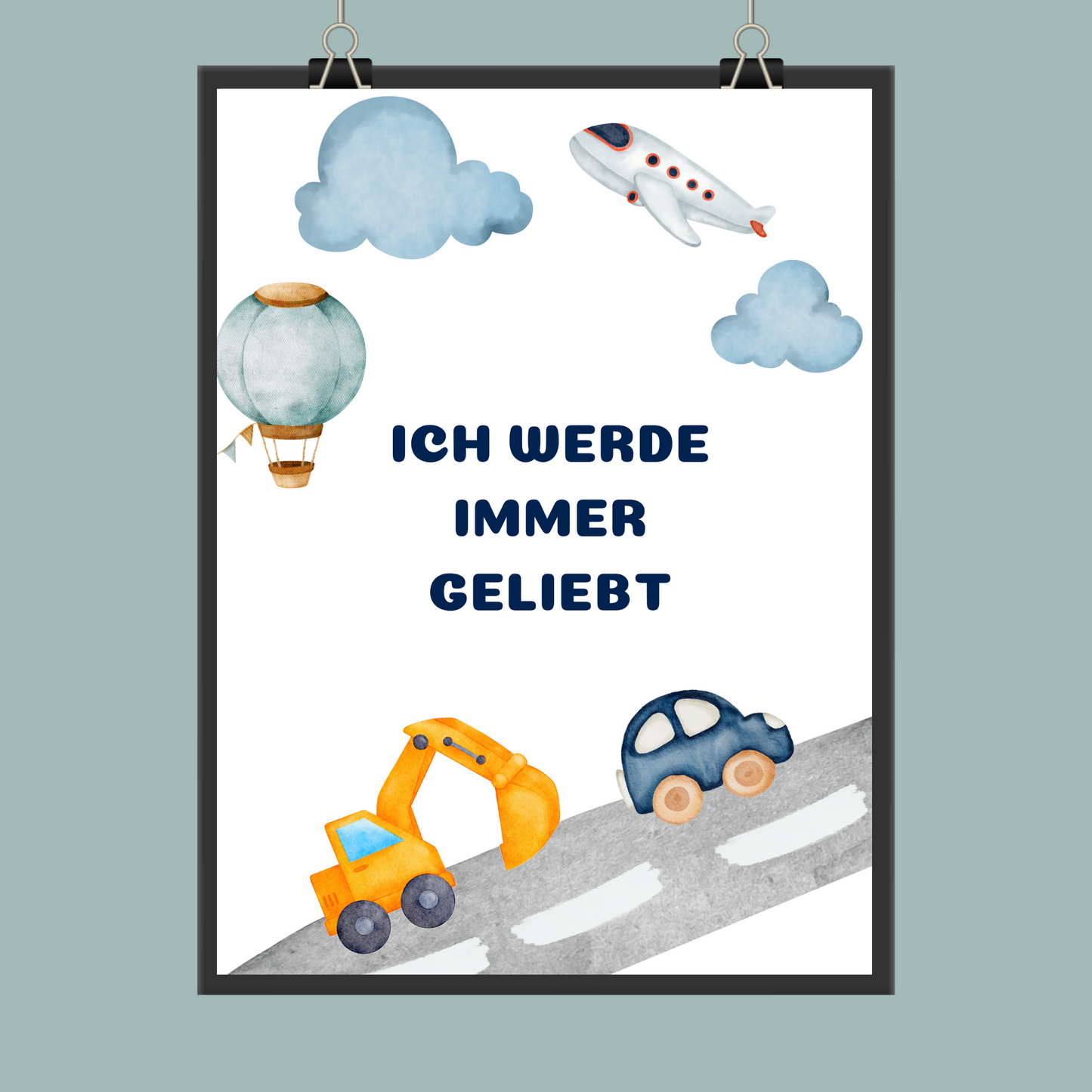 Positive Affirmationen für Kinder: 'Ich werde immer geliebt' Poster mit coolen Fahrzeugen